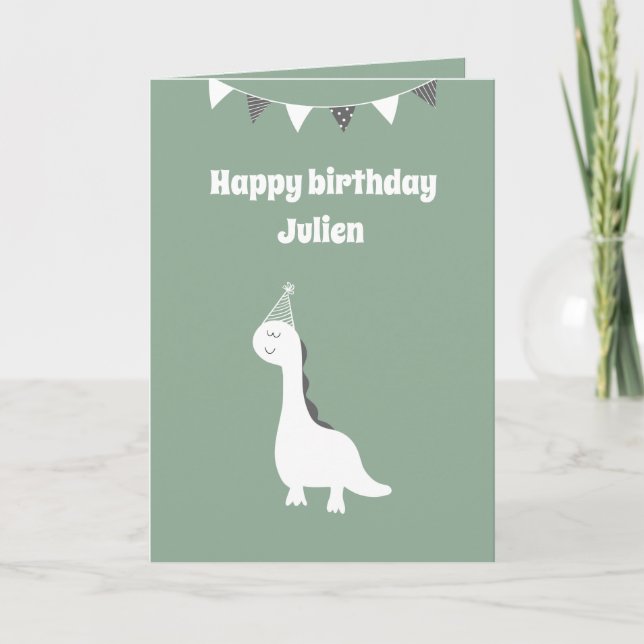 Tarjeta de cumpleaños de dinosaurios personalizada (Anverso)