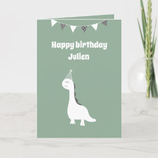 Tarjeta de cumpleaños de dinosaurios personalizada