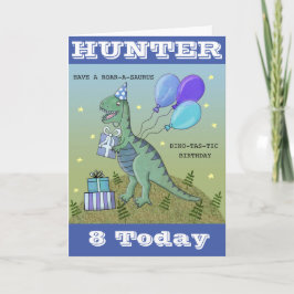 Tarjeta de cumpleaños de dinosaurios personalizada