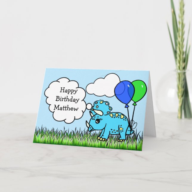 Tarjeta de cumpleaños de Dinosaurios Personalizado (Anverso)