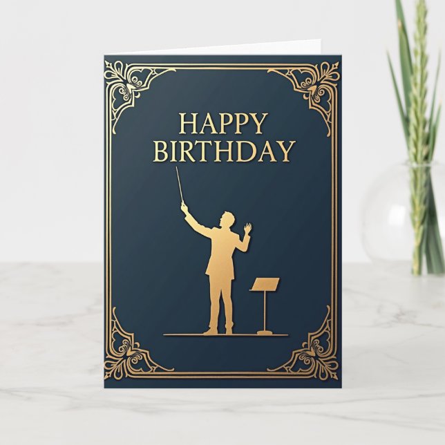 Tarjeta de cumpleaños de director de orquesta (Anverso)