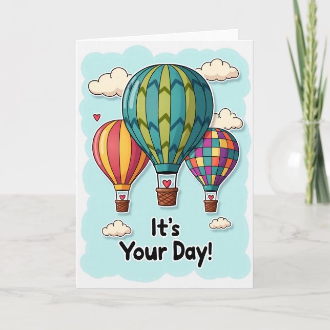 Tarjeta de cumpleaños de dirigible alegre (Anverso)