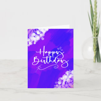Tarjeta de cumpleaños de diseño brillante púrpura
