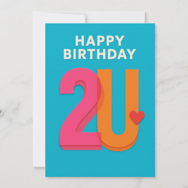 Tarjeta de cumpleaños de diseño de 2U Feliz Cumple (Anverso)