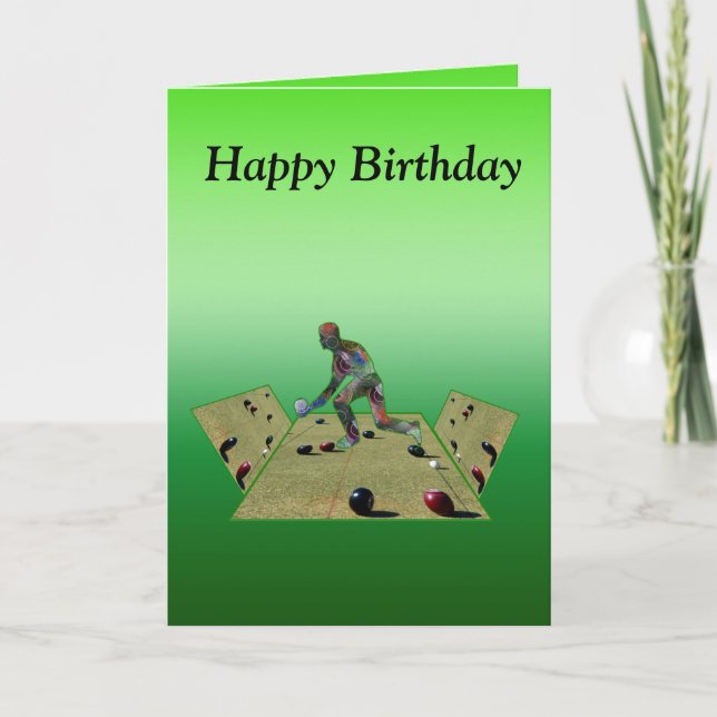 Tarjeta de cumpleaños de diseño de Bowler de céspe (Anverso)