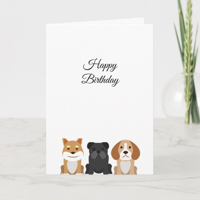 Tarjeta de cumpleaños de diseño de perros pequeños (Anverso)