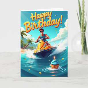 Tarjeta de cumpleaños de diversión tropical