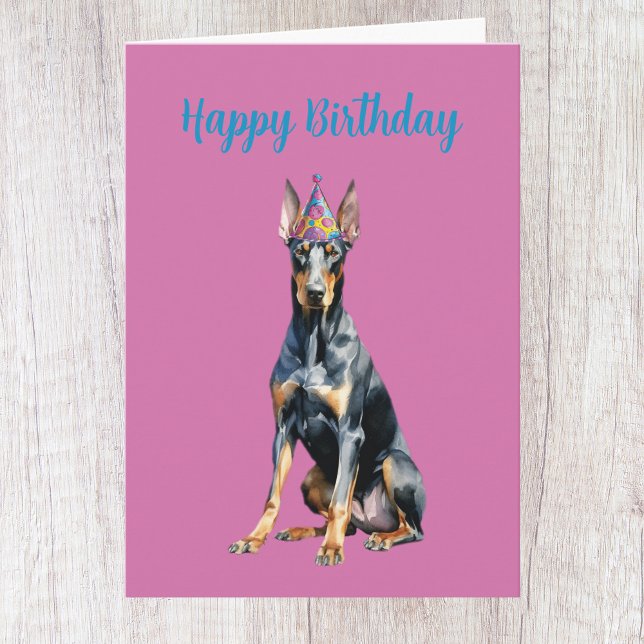 Tarjeta de cumpleaños de Doberman linda (Subido por el creador)