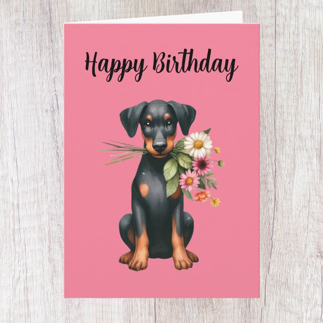 Tarjeta de cumpleaños de Doberman linda (Subido por el creador)
