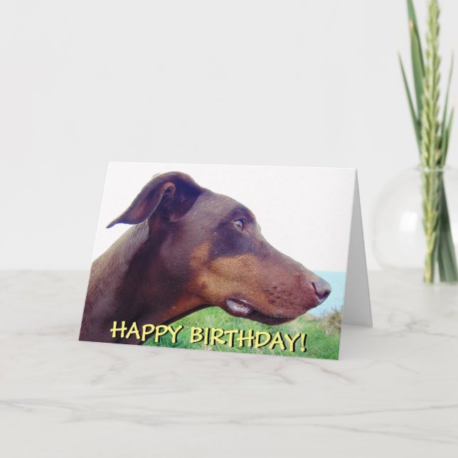 Tarjeta de cumpleaños de doberman rojo Wistown (Anverso)