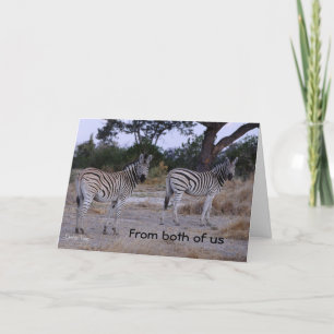 Tarjeta de cumpleaños de doble toma Zebra