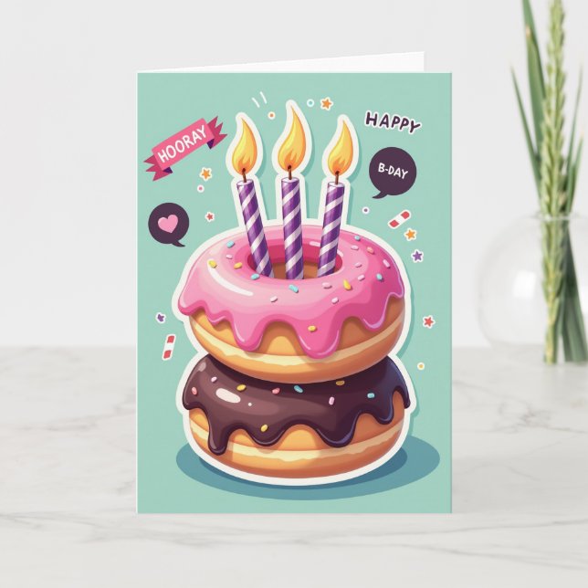 Tarjeta de cumpleaños de donut dulce (Anverso)