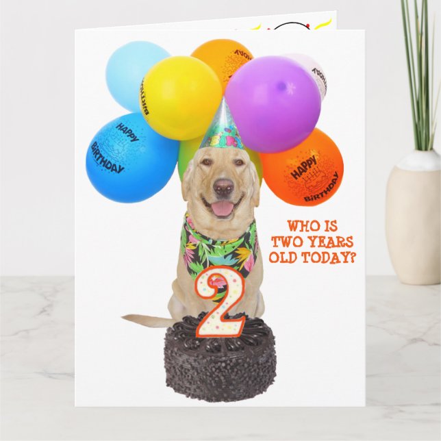 Tarjeta de cumpleaños de dos años para Mascota Cut (Anverso)