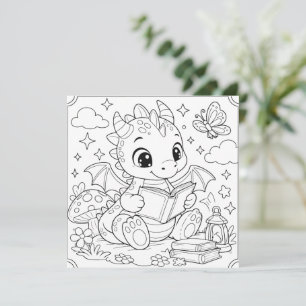 Tarjeta de cumpleaños de dragón para niños - COLOR