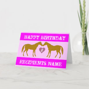 Tarjeta de cumpleaños de edad de caballo rosa - Ta