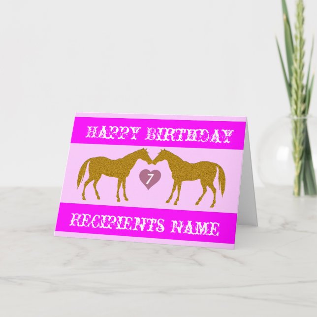 Tarjeta de cumpleaños de edad de caballo rosa - Ta (Anverso)