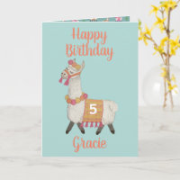 Tarjeta de cumpleaños de edad personalizada Alpaca