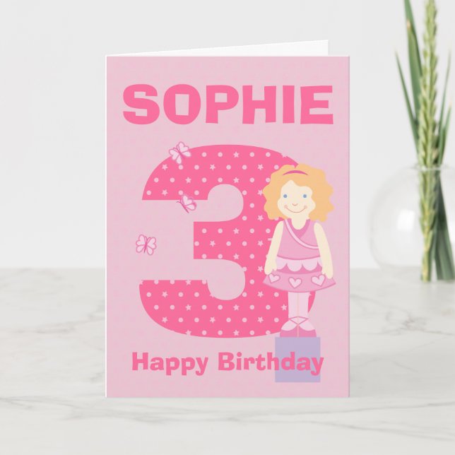 Tarjeta de cumpleaños de edad y chica de nombre de (Anverso)