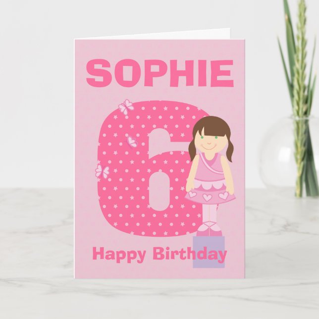 Tarjeta de cumpleaños de edad y chica de nombre de (Anverso)