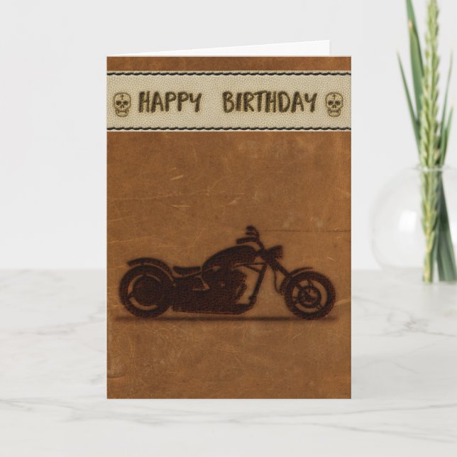 Tarjeta de cumpleaños de efecto de cuero (Anverso)