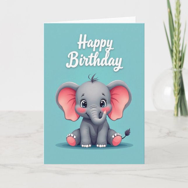 Tarjeta de Cumpleaños de Elefante (Anverso)