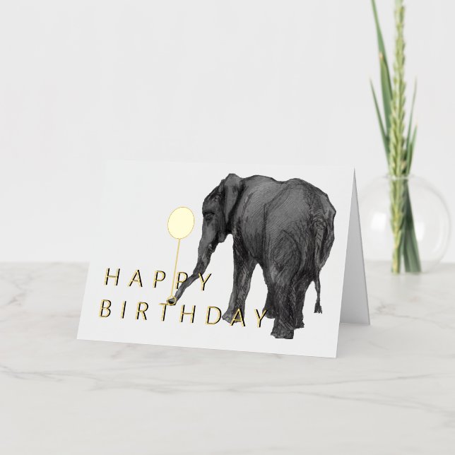 Tarjeta de cumpleaños de elefante 5 x 7 (Anverso)