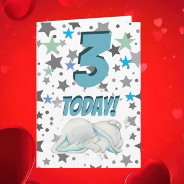 Tarjeta de cumpleaños de elefante azul (Hey there Birthday Superstar!)