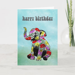 Tarjeta de cumpleaños de elefante bebé