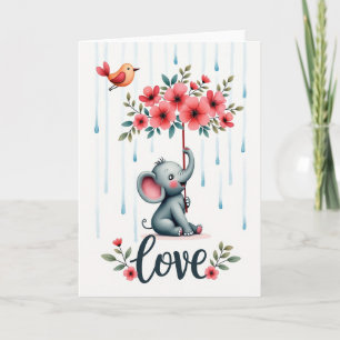 Tarjeta de cumpleaños de elefante con arte dulce