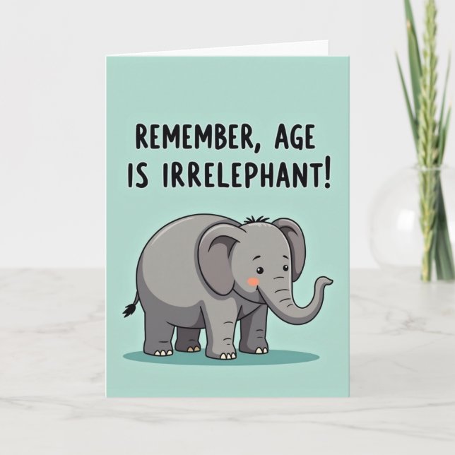 Tarjeta de cumpleaños de elefante gris (Anverso)