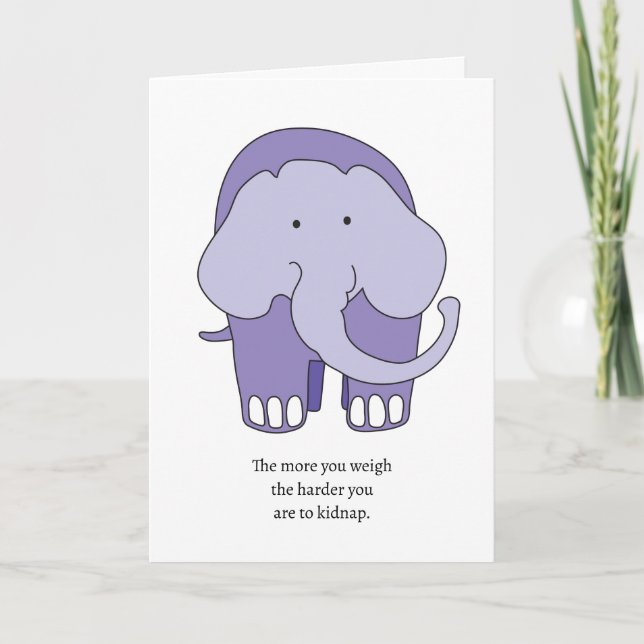 Tarjeta de cumpleaños de elefante morado (Anverso)