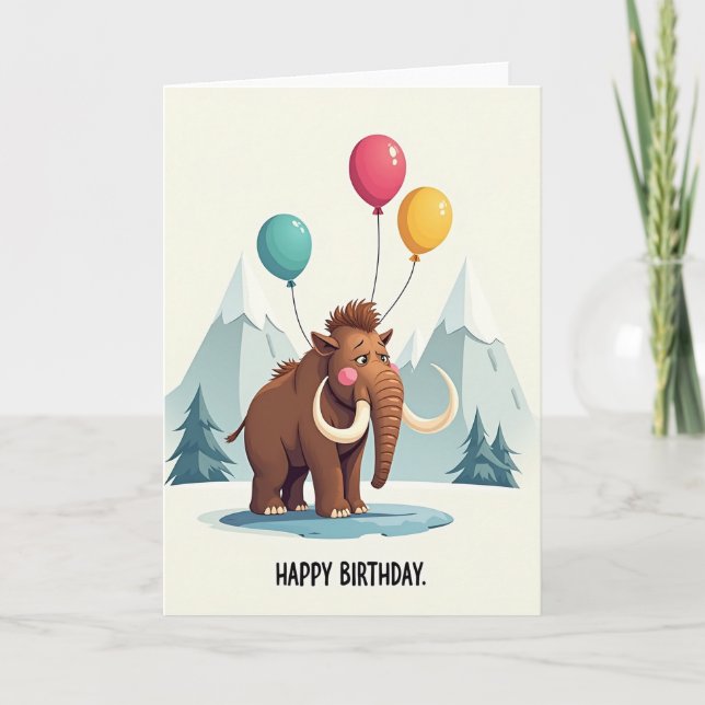 Tarjeta de cumpleaños de elefante pensativo (Anverso)