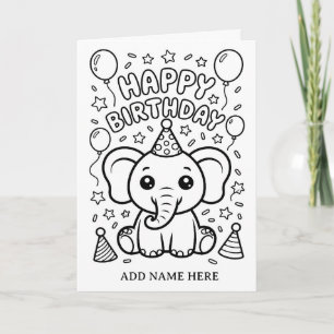 tarjeta de cumpleaños de elefante plegada para col