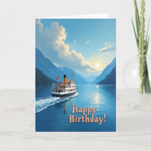 Tarjeta de cumpleaños de elegante barco