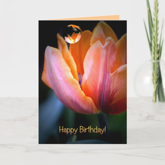 Tarjeta de cumpleaños de encargo del tulipán y del (Anverso)
