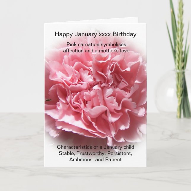 Tarjeta de cumpleaños de enero (Anverso)