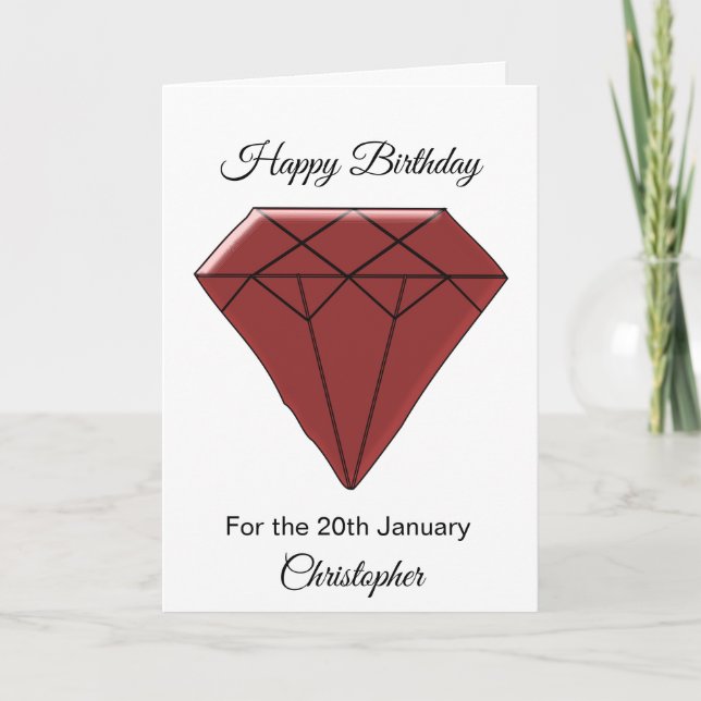 Tarjeta de cumpleaños de enero - Garnet (Anverso)