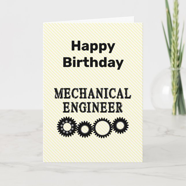 Tarjeta de cumpleaños de engranajes de ingeniero m (Anverso)