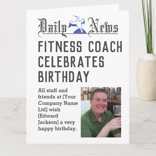Tarjeta de cumpleaños de entrenador de fitness par (Anverso)