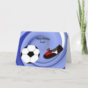Tarjeta de cumpleaños de entrenador de fútbol depo