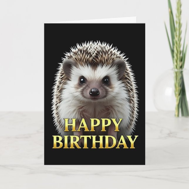 TARJETA DE CUMPLEAÑOS DE ERIZO CON PRIMER PLANO NÍ (Anverso)