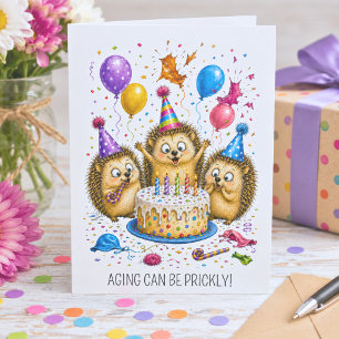 Tarjeta de cumpleaños de erizo lindo envejeciendo