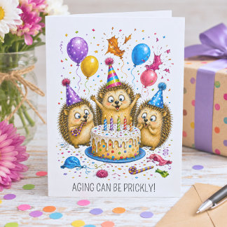 Tarjeta de cumpleaños de erizo lindo envejeciendo