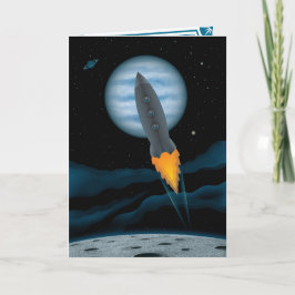 Tarjeta de cumpleaños de escena de nave espacial c