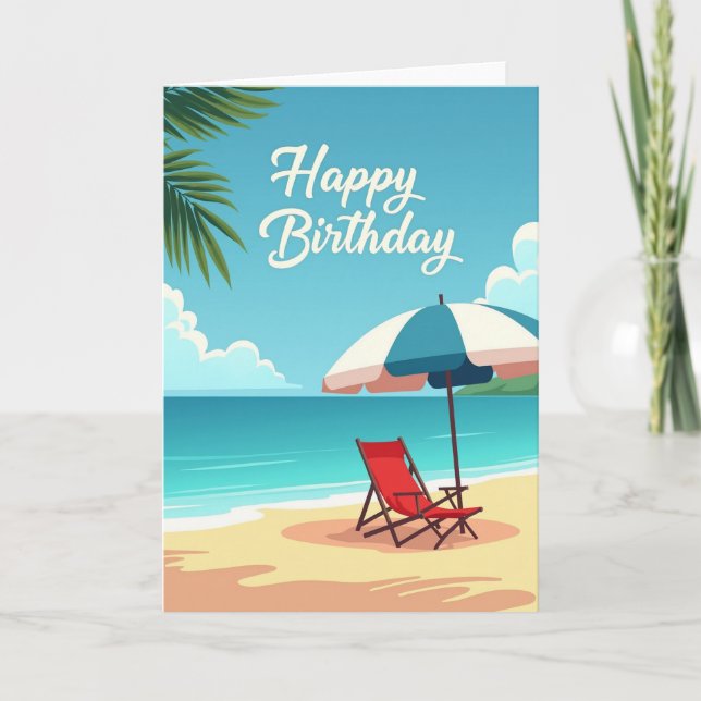 Tarjeta de cumpleaños de escena de playa (Anverso)