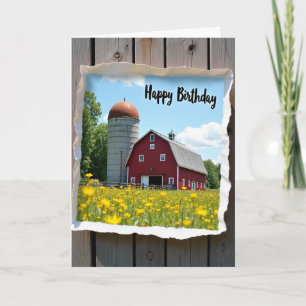 Tarjeta de cumpleaños de escena rural