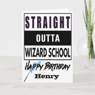 Tarjeta de cumpleaños de escuela de WIZARD Outta