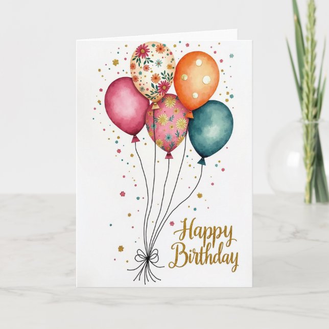 Tarjeta de cumpleaños de esfera de acuarela (Anverso)