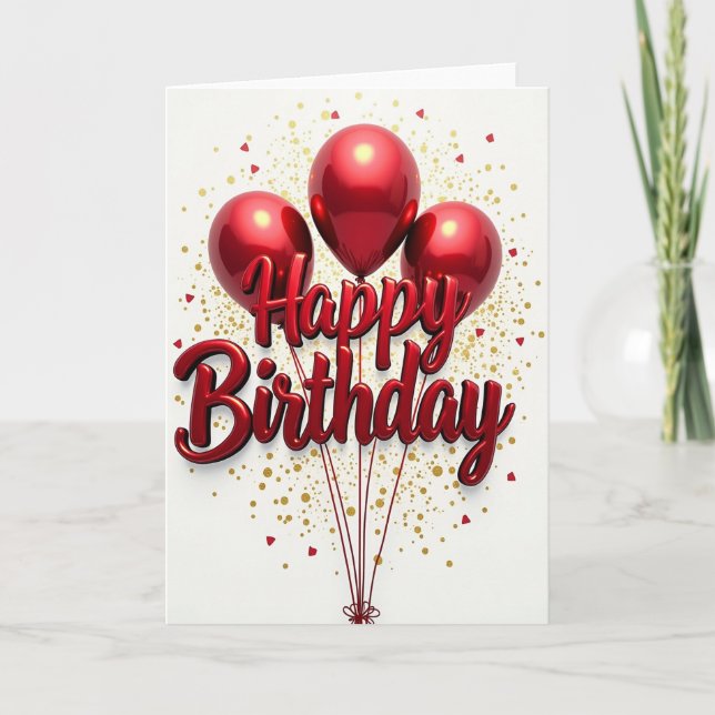 Tarjeta de cumpleaños de esfera roja (Anverso)