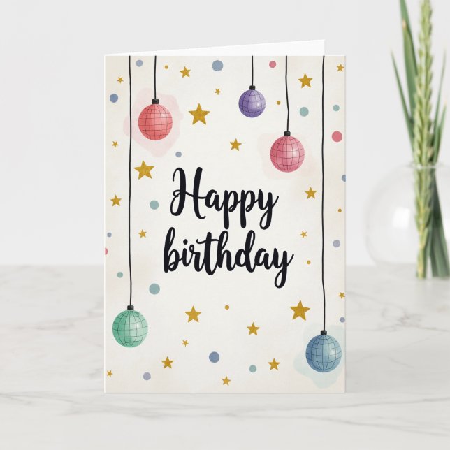 Tarjeta de cumpleaños de esferas de pastel (Anverso)